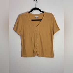 CHRISTOPHER & BANKS PALE YELLOW SHORT SLEEVE SWEATER MEDIUM #83
